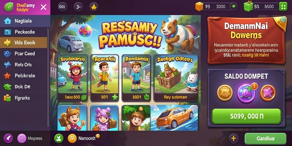 Lingkungan permainan yang hidup dan penuh warna.